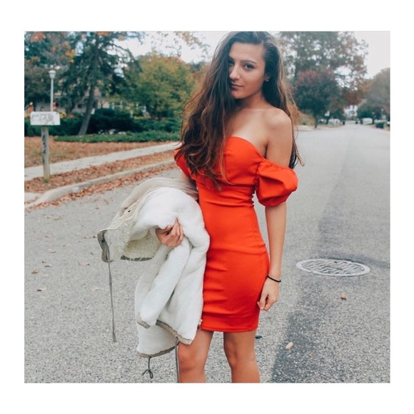 Red Forever21 Off Shoulder Ruffles Dress - Picture 2 of 6